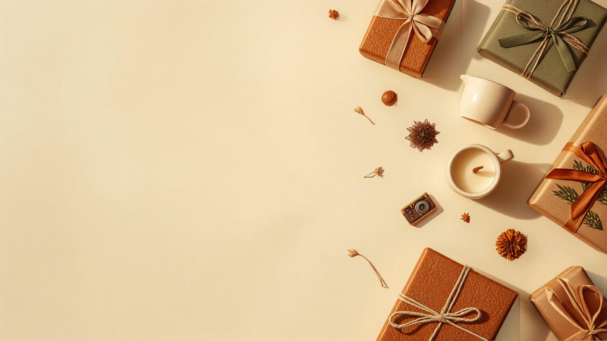 Regalos envueltos sobre fondo crema - hero Regalo Para Él