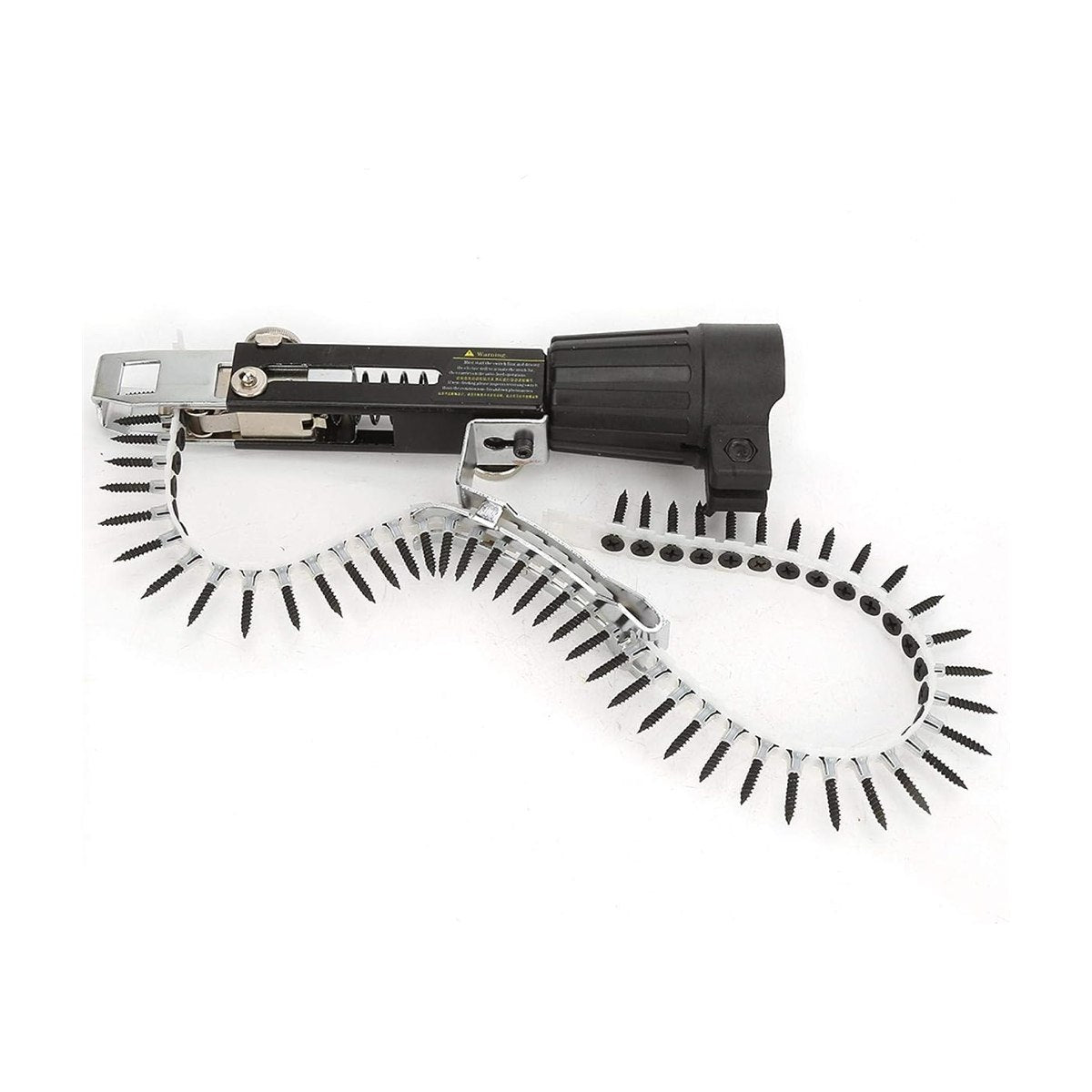 Adaptador de taladro con alimentador automático de tornillos, fondo blanco